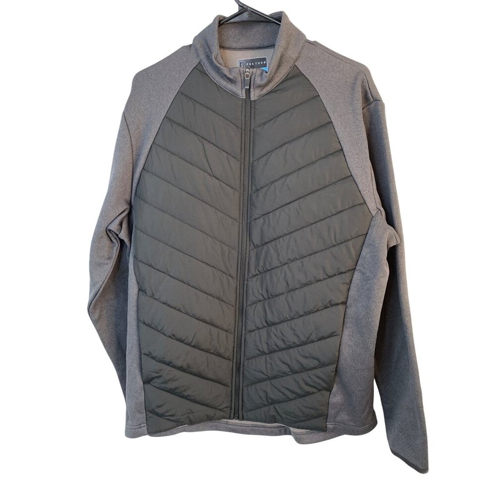 PGA Tour Mens Water Repellent Sweater Jacket Caviar Heather Medium NWT 8391